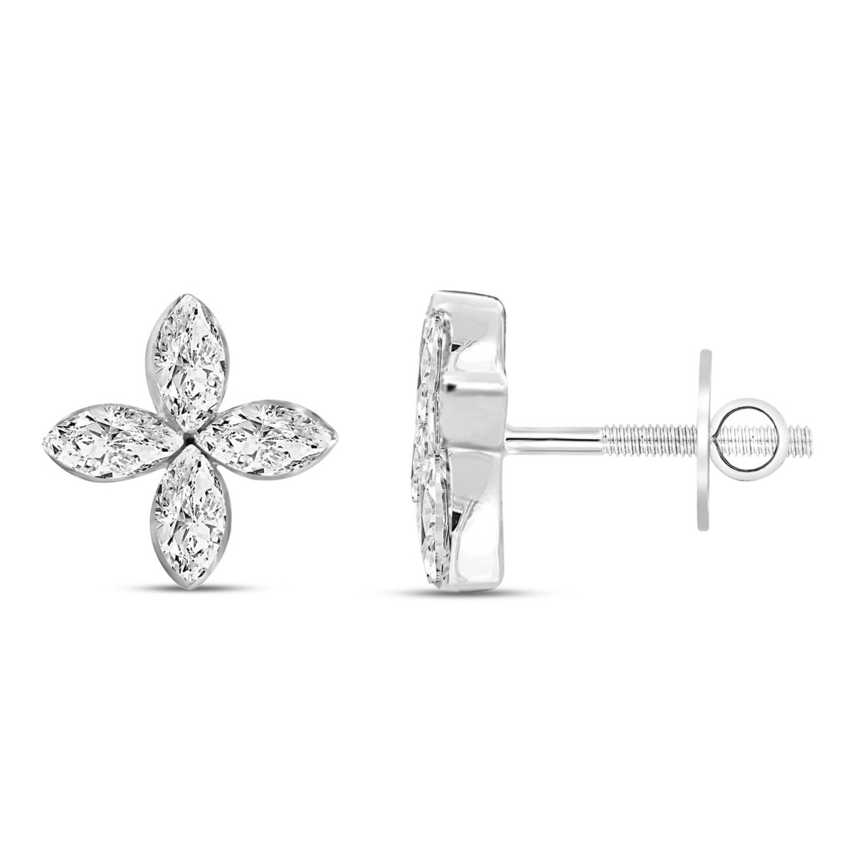 LADIES EARRINGS 1CT MARQUISE DIAMOND 14K WHITE GOLD