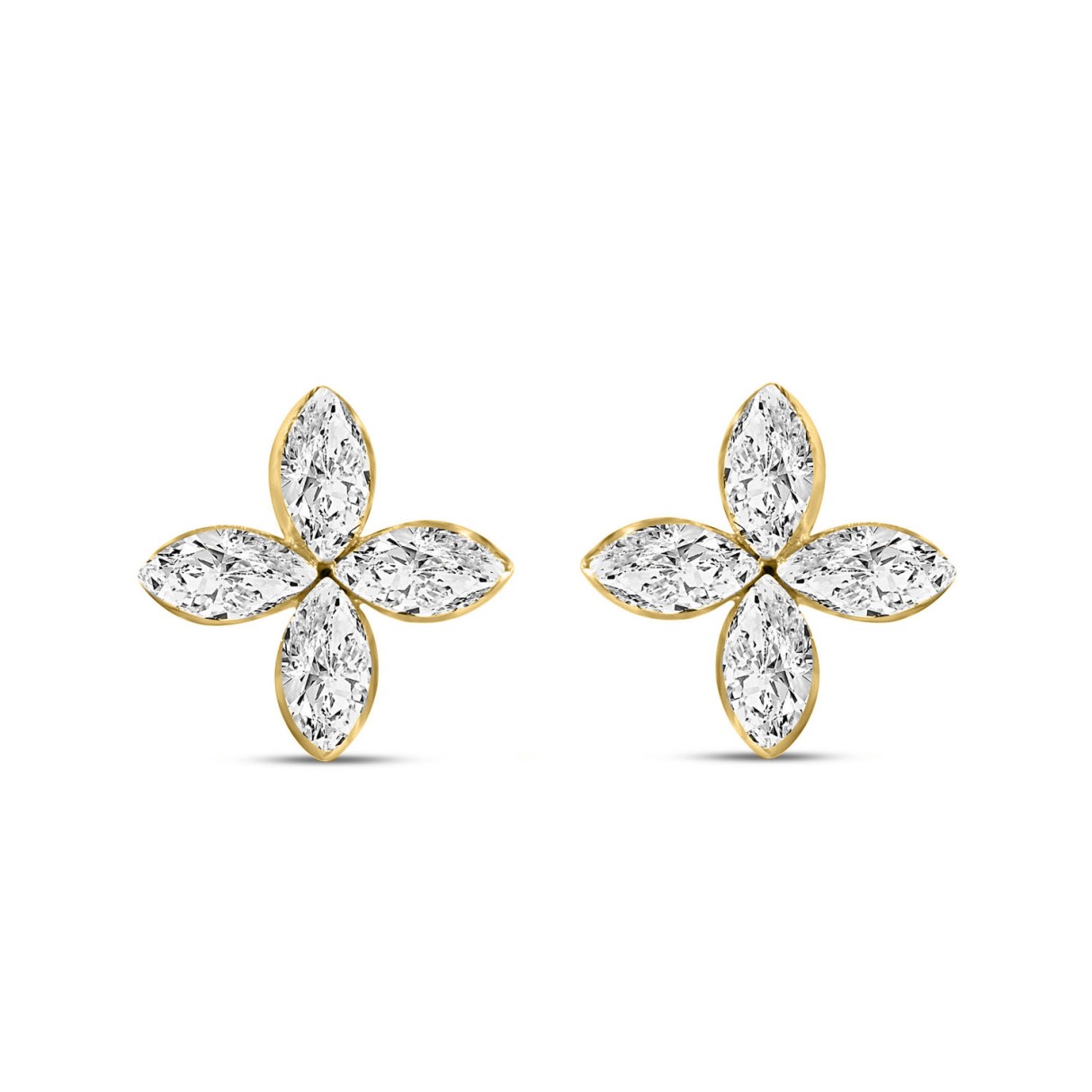 LADIES EARRINGS 1CT MARQUISE DIAMOND 14K YELLOW GO...