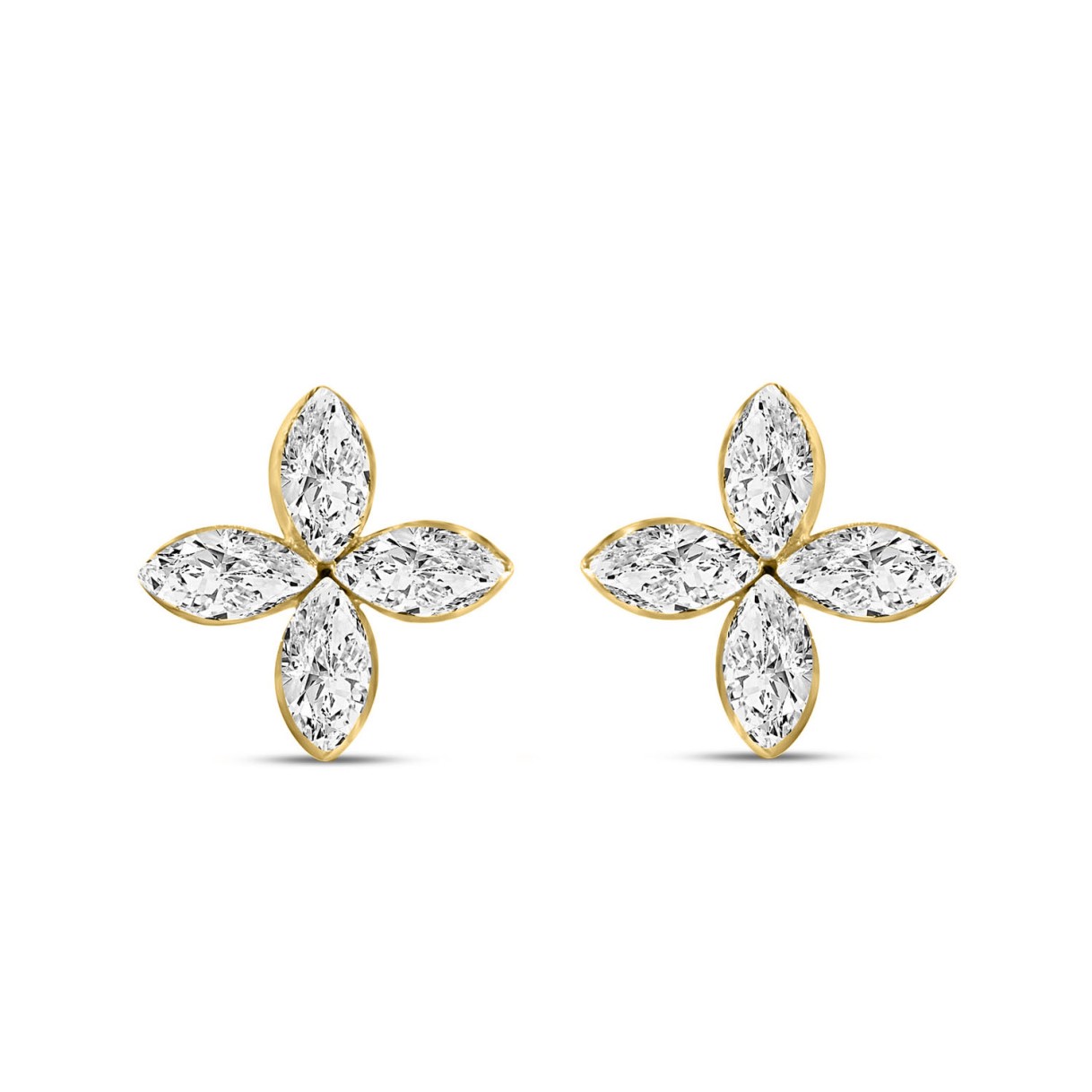 LADIES EARRINGS 1CT MARQUISE DIAMOND 14K YELLOW GOLD
