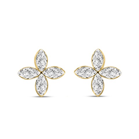 LADIES EARRINGS 1CT MARQUISE DIAMOND 14K YELLOW GOLD