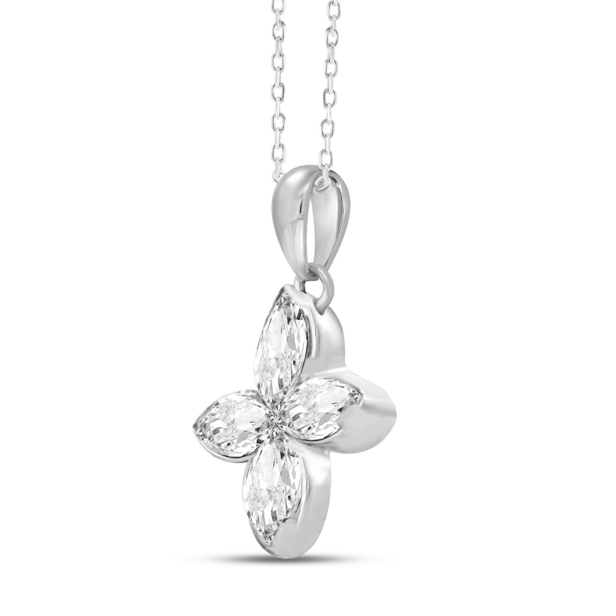 LADIES PENDANT 1/2CT MARQUISE DIAMOND 14K WHITE GOLD WITH CHAIN