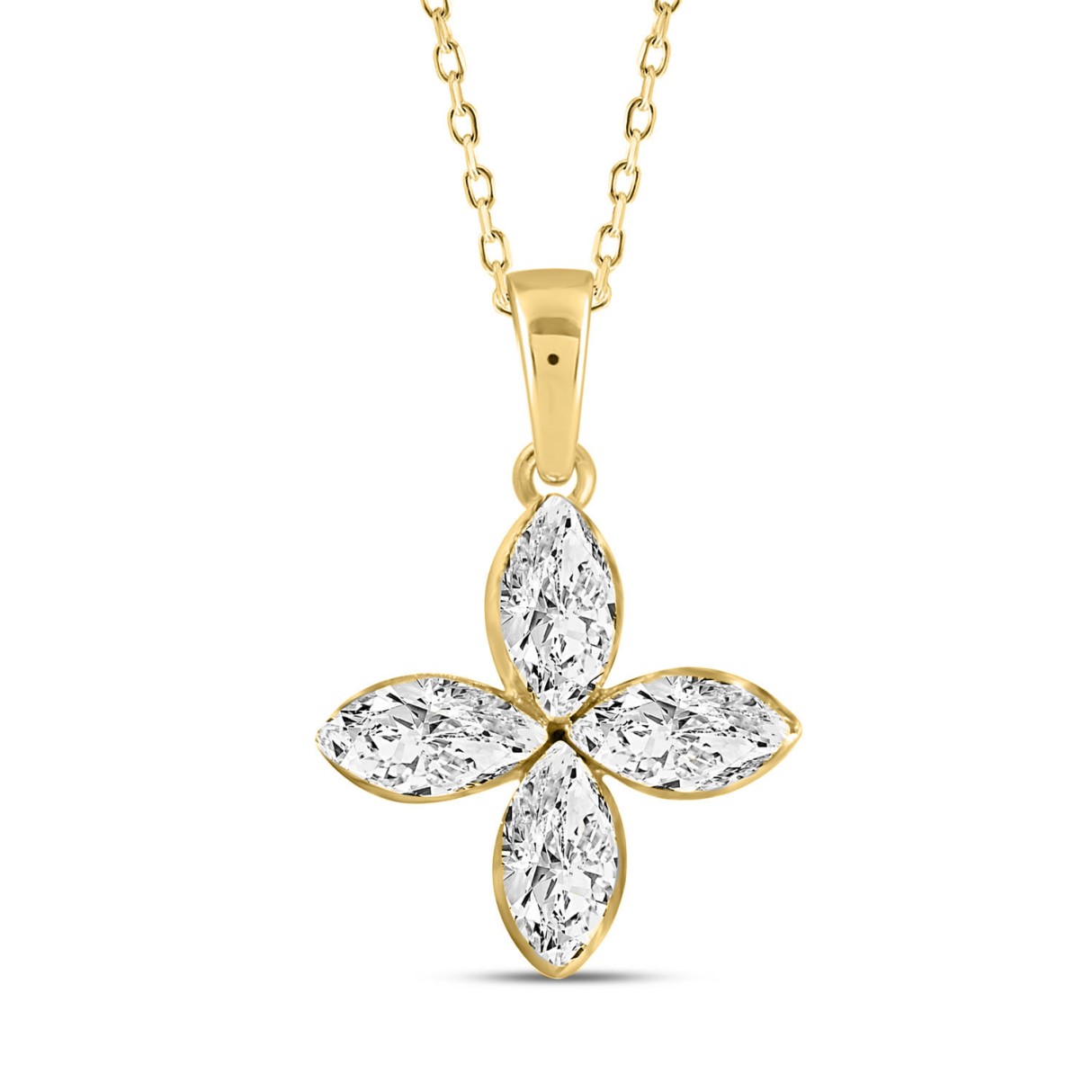 LADIES PENDANT 1/2CT MARQUISE DIAMOND 14K YELLOW G...