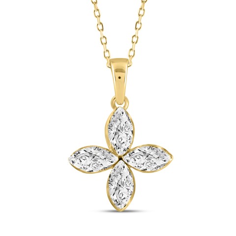 LADIES PENDANT 1/2CT MARQUISE DIAMOND 14K YELLOW GOLD WITH CHAIN