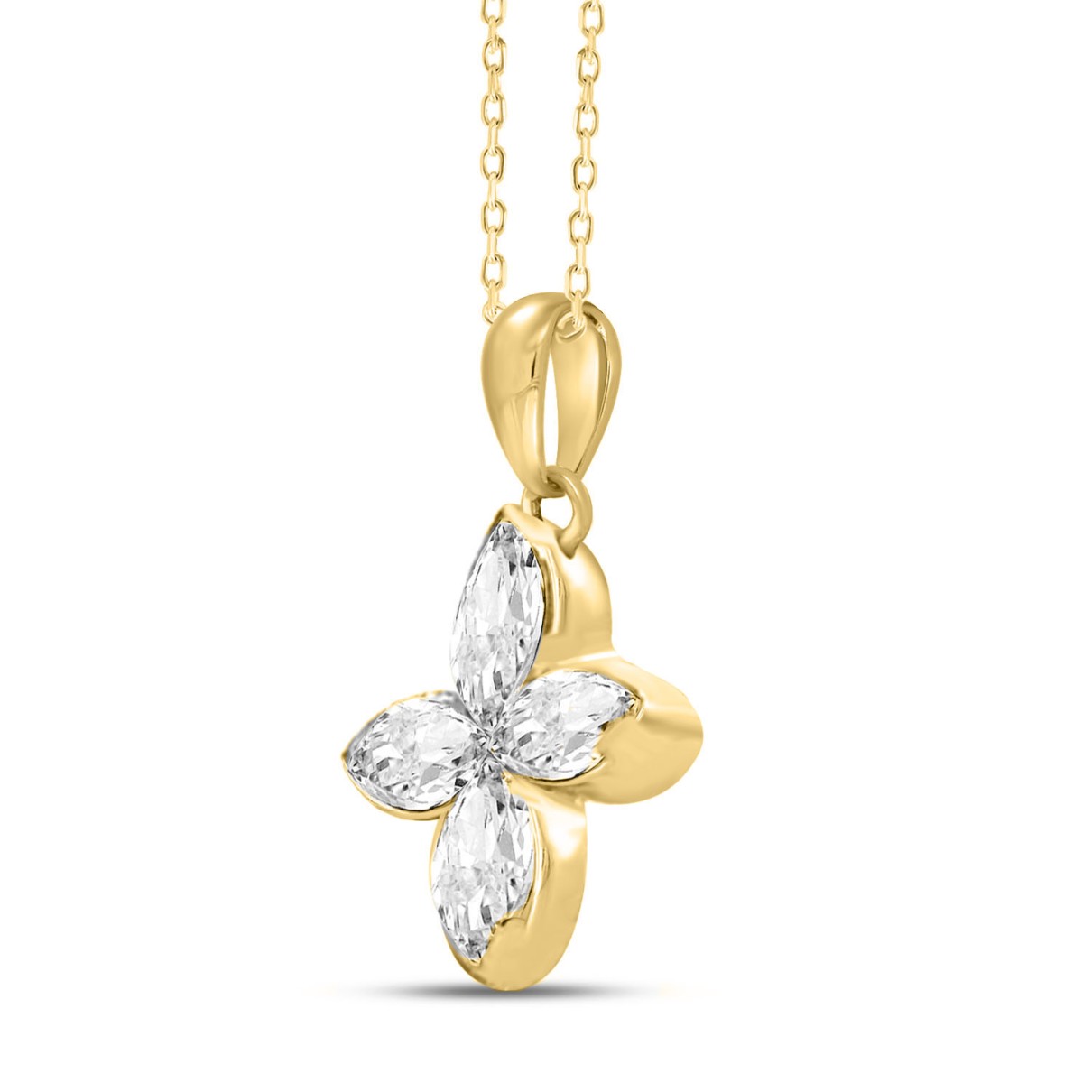 LADIES PENDANT 1/2CT MARQUISE DIAMOND 14K YELLOW GOLD WITH CHAIN