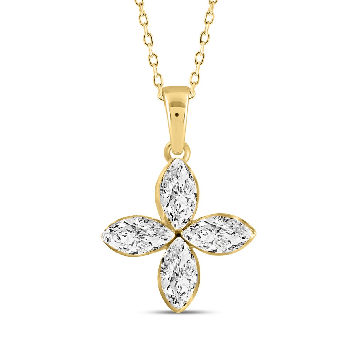 LADIES PENDANT 3/4CT MARQUISE DIAMOND 14K YELLOW G...