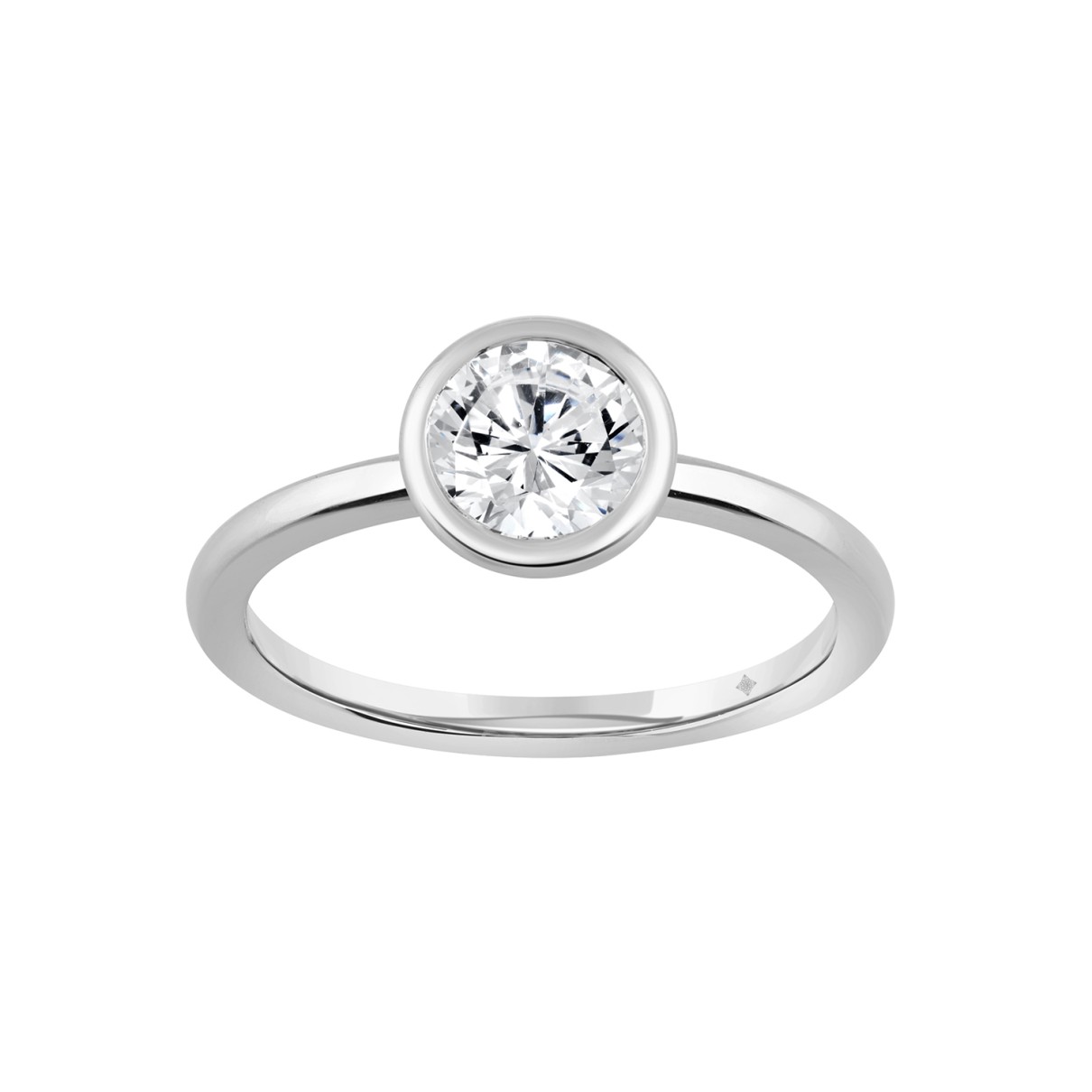 LADIES SOLITAIRE RING 1CT ROUND DIAMOND 14K WHITE GOLD (CENTER STONE ROUND DIAMOND 1CT )