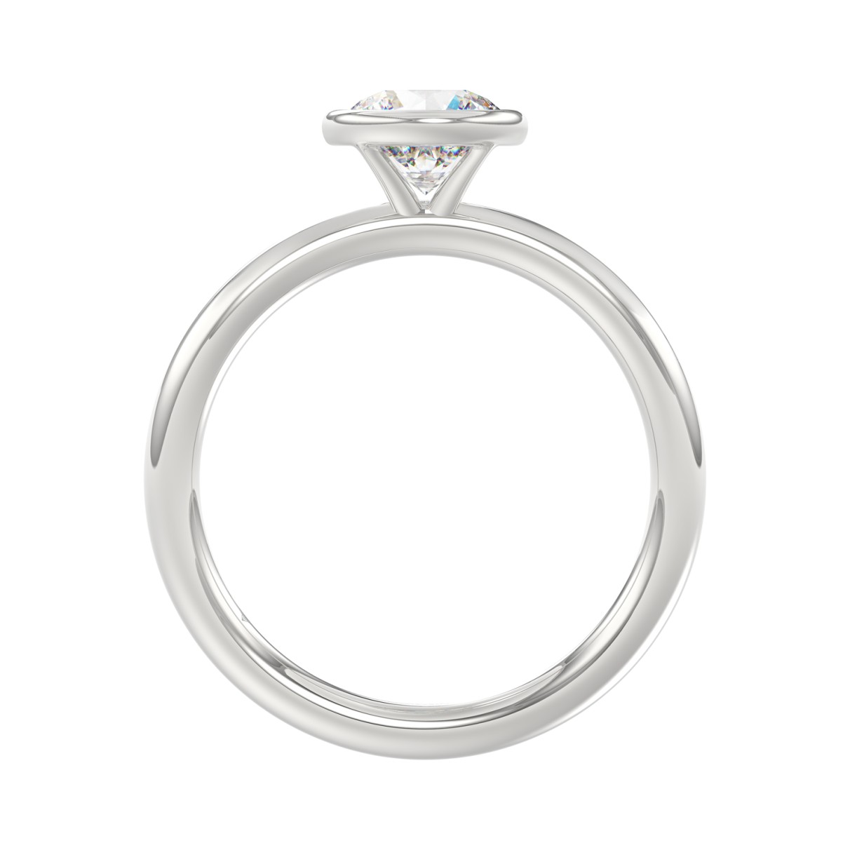 LADIES SOLITAIRE RING 1CT ROUND DIAMOND 14K WHITE GOLD (CENTER STONE ROUND DIAMOND 1CT )