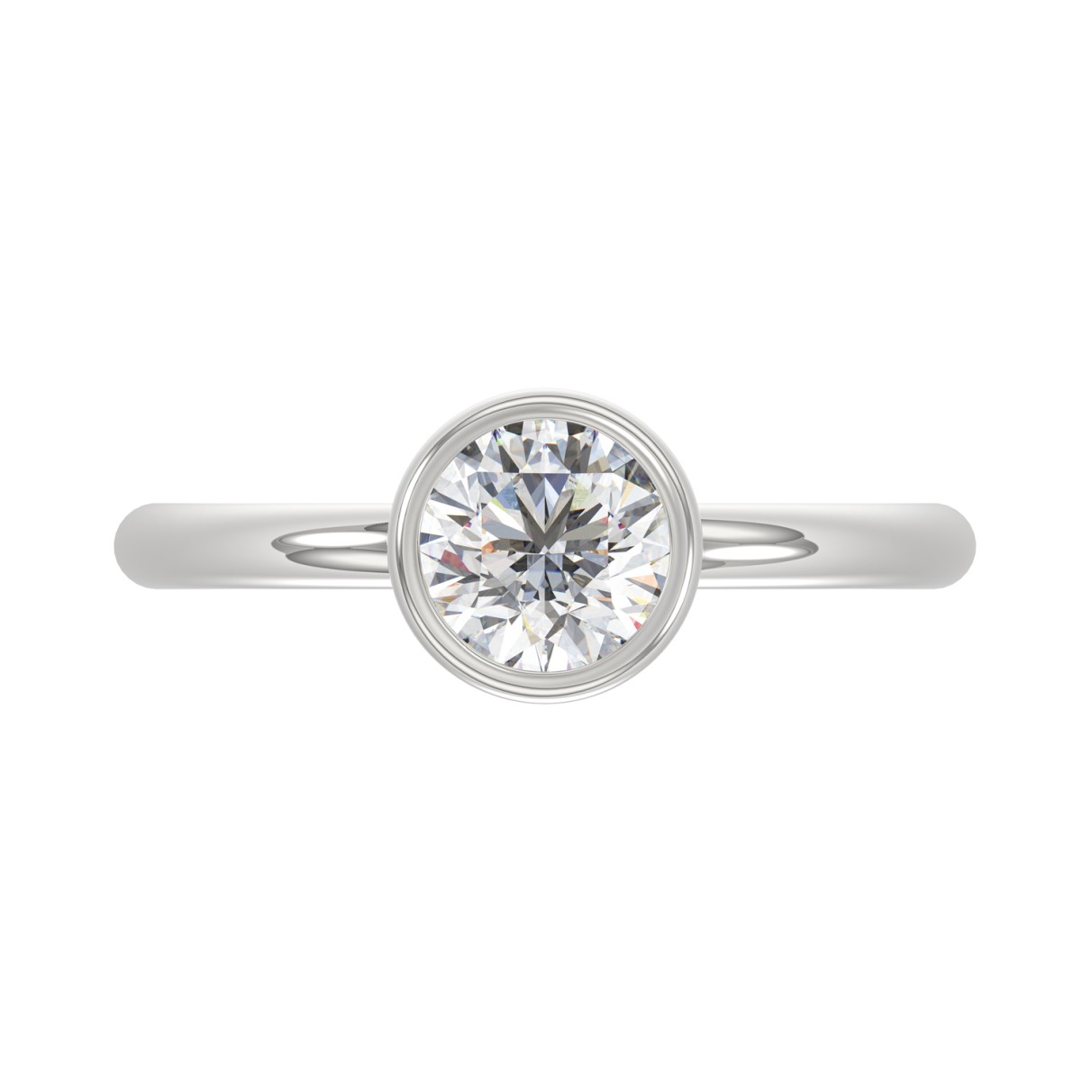 LADIES SOLITAIRE RING 1CT ROUND DIAMOND 14K WHITE GOLD (CENTER STONE ROUND DIAMOND 1CT )