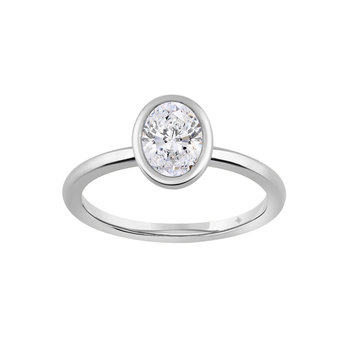 LADIES SOLITAIRE RING 1CT OVAL DIAMOND 14K WHITE G...