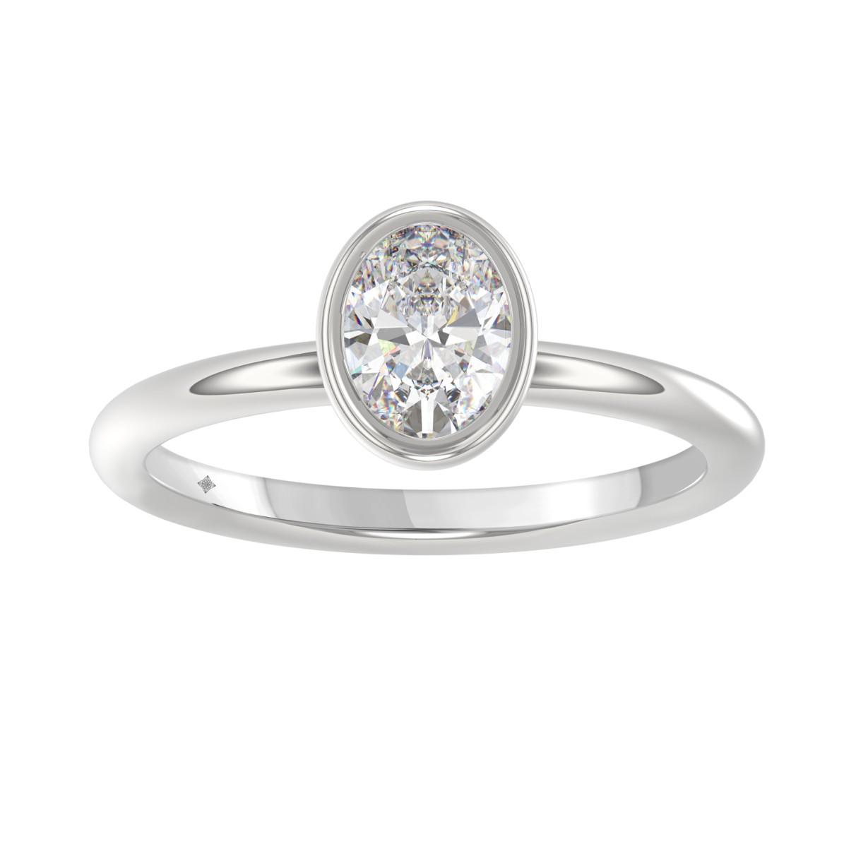 LADIES SOLITAIRE RING 1CT OVAL DIAMOND 14K WHITE G...