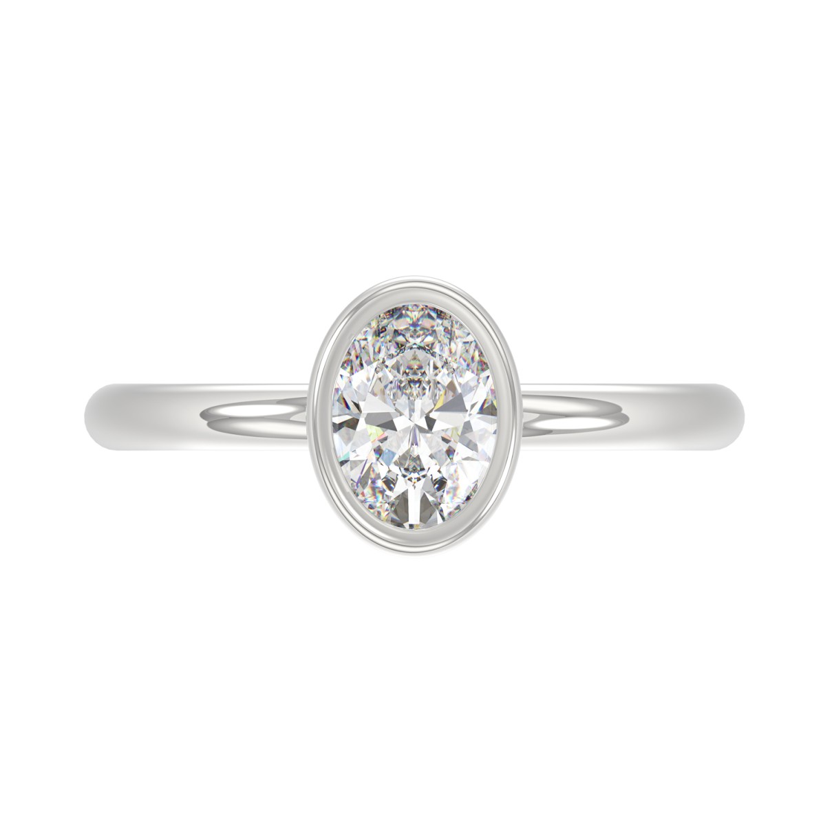 LADIES SOLITAIRE RING 1CT OVAL DIAMOND 14K WHITE GOLD (CENTER STONE OVAL DIAMOND 1CT )