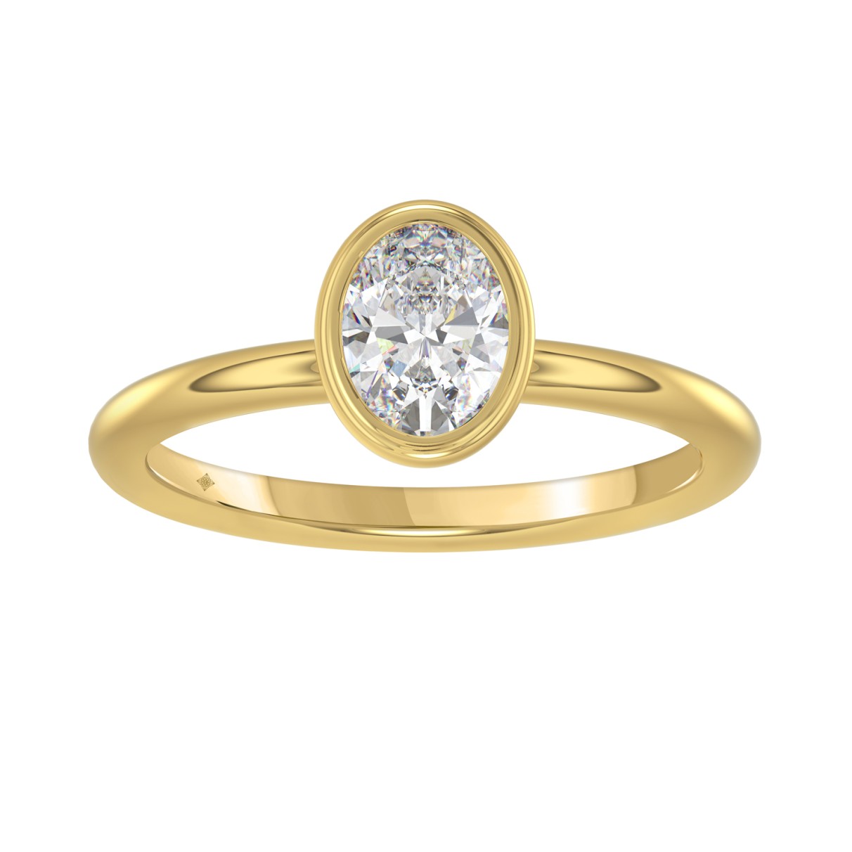 LADIES SOLITAIRE RING 1CT OVAL DIAMOND 14K YELLOW ...