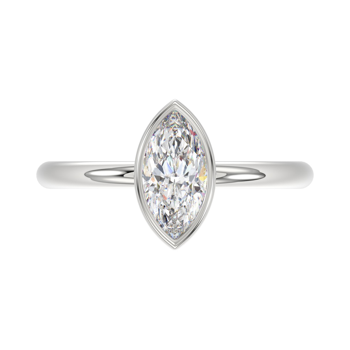 LADIES SOLITAIRE RING 1CT MARQUISE DIAMOND 14K WHITE GOLD (CENTER STONE MARQUISE DIAMOND 1CT )