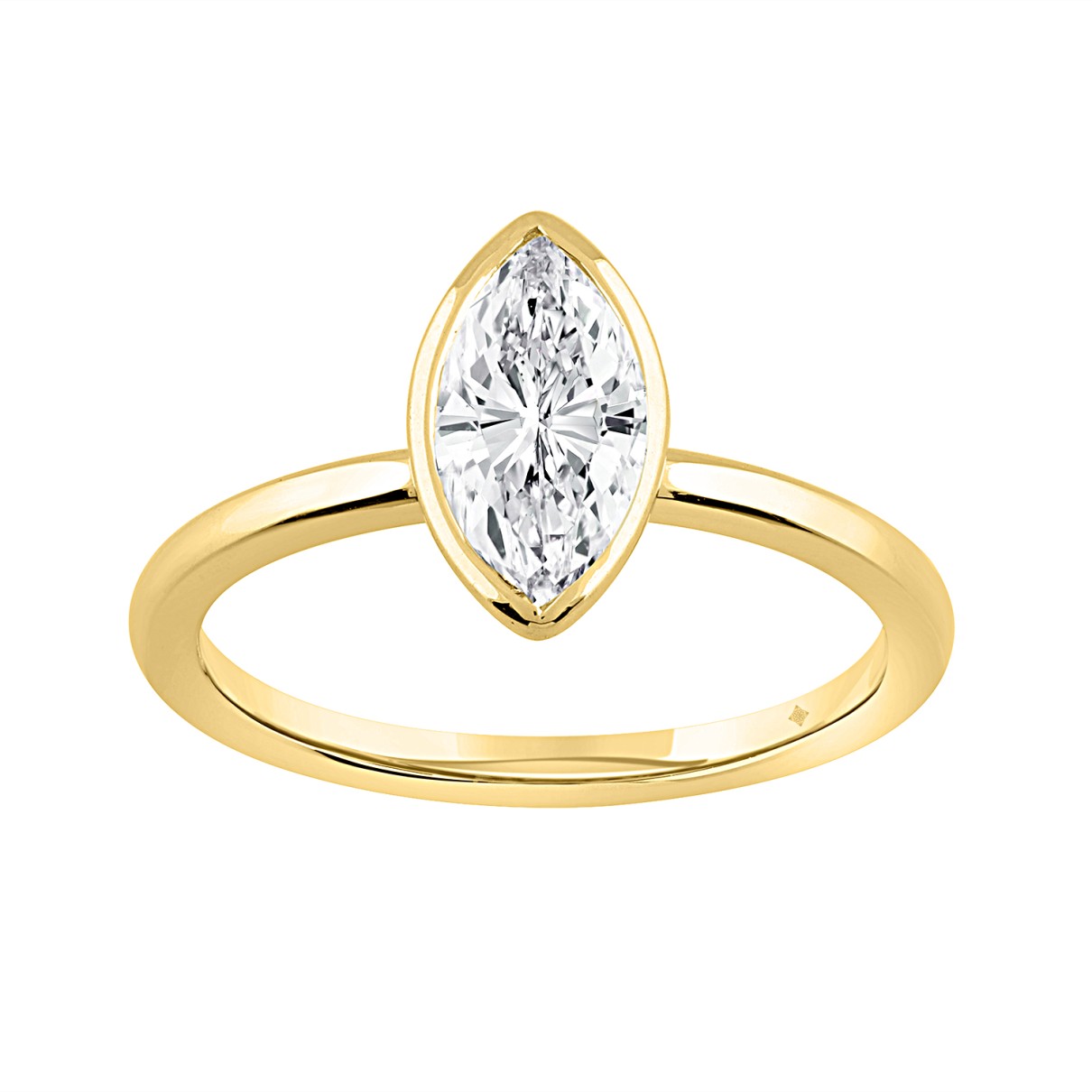 LADIES SOLITAIRE RING 1CT MARQUISE DIAMOND 14K YEL...