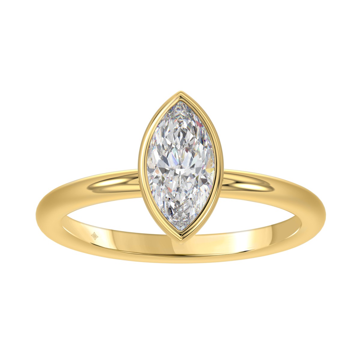 LADIES SOLITAIRE RING 1CT MARQUISE DIAMOND 14K YEL...