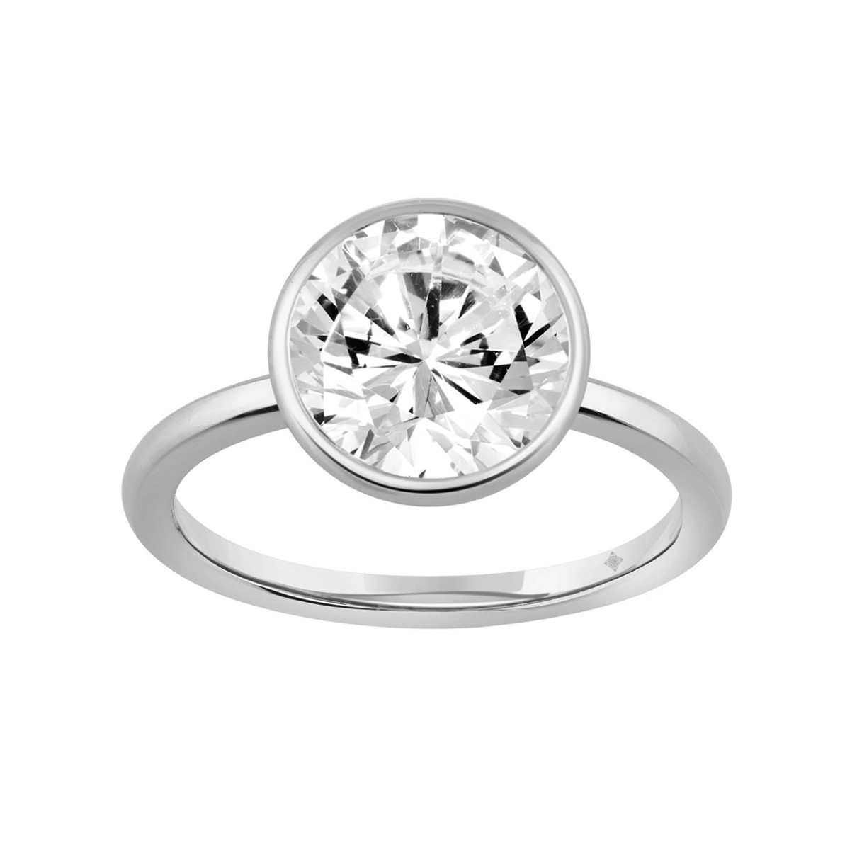 LADIES SOLITAIRE RING 3CT ROUND DIAMOND 14K WHITE ...