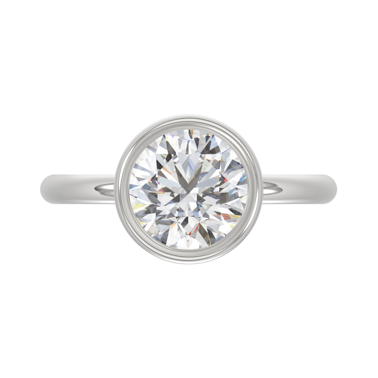 LADIES SOLITAIRE RING 3CT ROUND DIAMOND 14K WHITE GOLD (CENTER STONE ROUND DIAMOND 3CT )