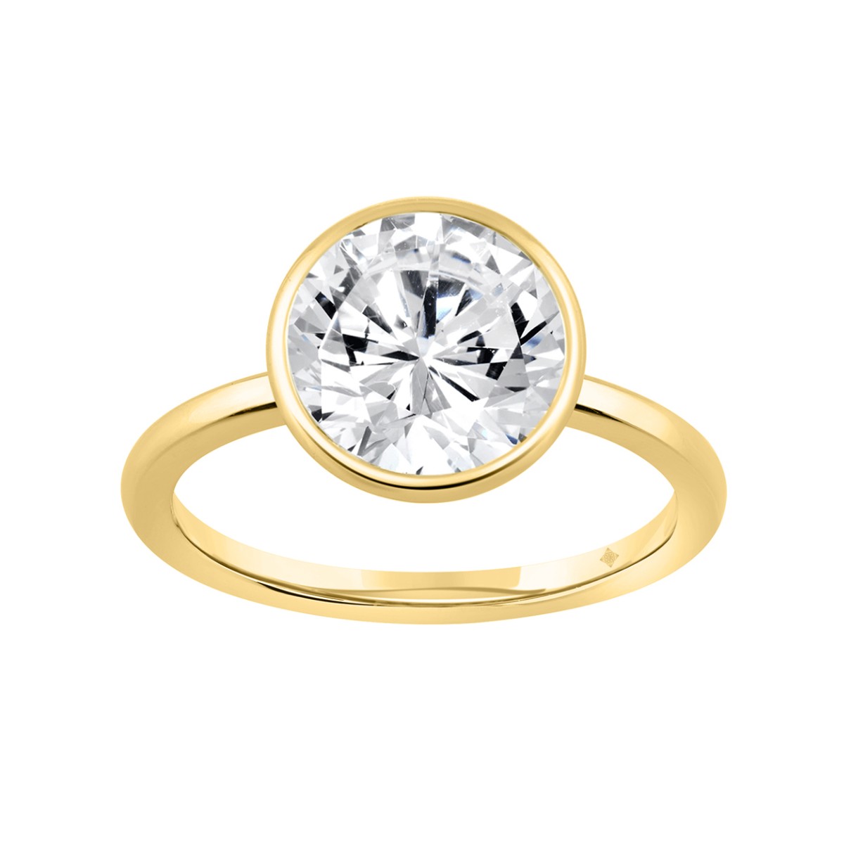 LADIES SOLITAIRE RING 3CT ROUND DIAMOND 14K YELLOW GOLD (CENTER STONE ROUND DIAMOND 3CT )