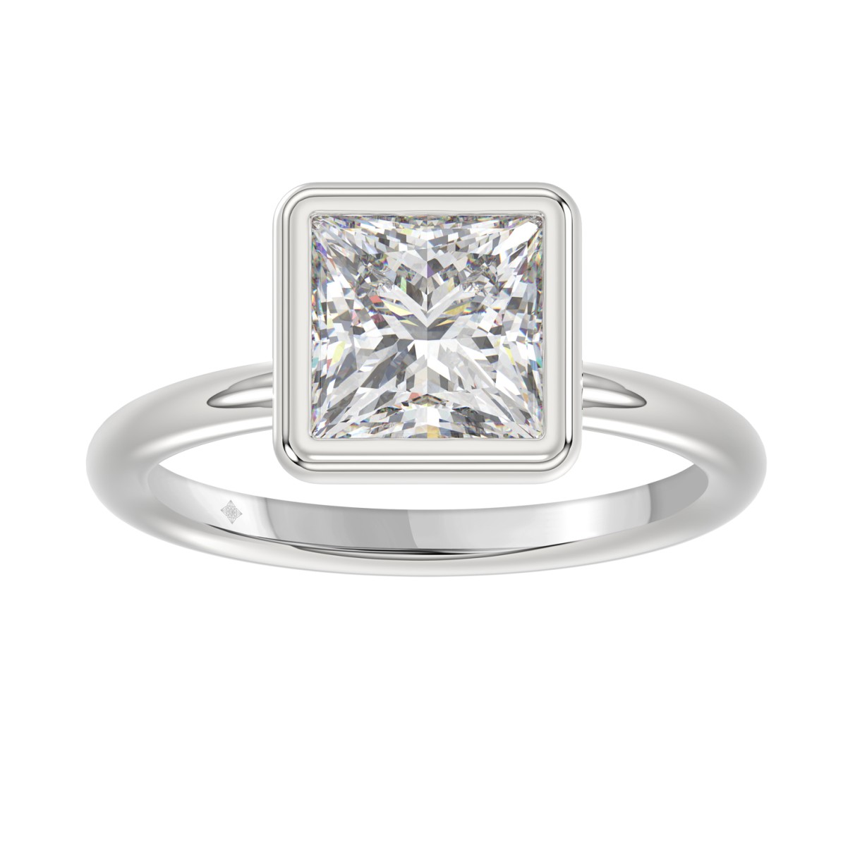 LADIES SOLITAIRE RING 3CT PRINCESS DIAMOND 14K WHI...