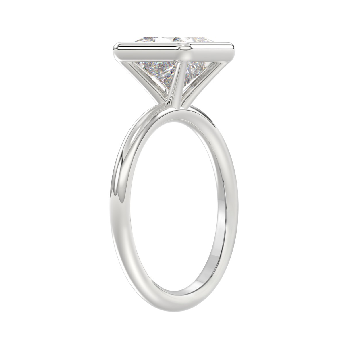 LADIES SOLITAIRE RING 3CT PRINCESS DIAMOND 14K WHITE GOLD (CENTER STONE PRINCESS DIAMOND 3CT )