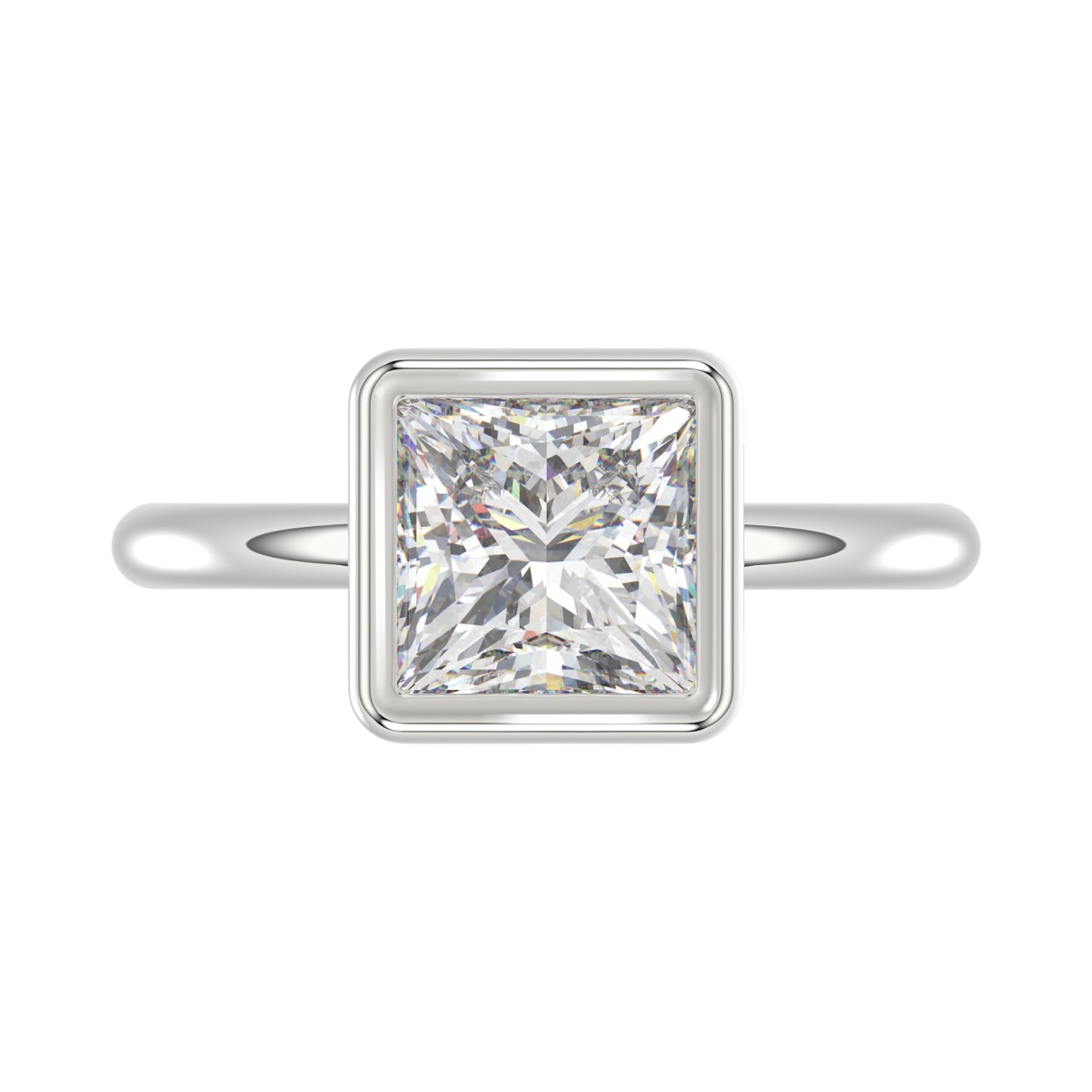 LADIES SOLITAIRE RING 3CT PRINCESS DIAMOND 14K WHITE GOLD (CENTER STONE PRINCESS DIAMOND 3CT )