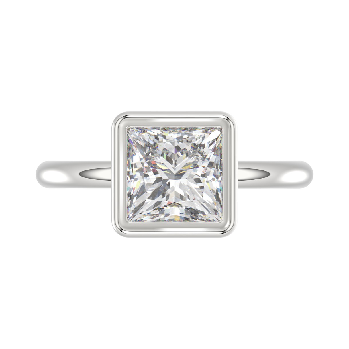 LADIES SOLITAIRE RING 3CT PRINCESS DIAMOND 14K WHITE GOLD (CENTER STONE PRINCESS DIAMOND 3CT )