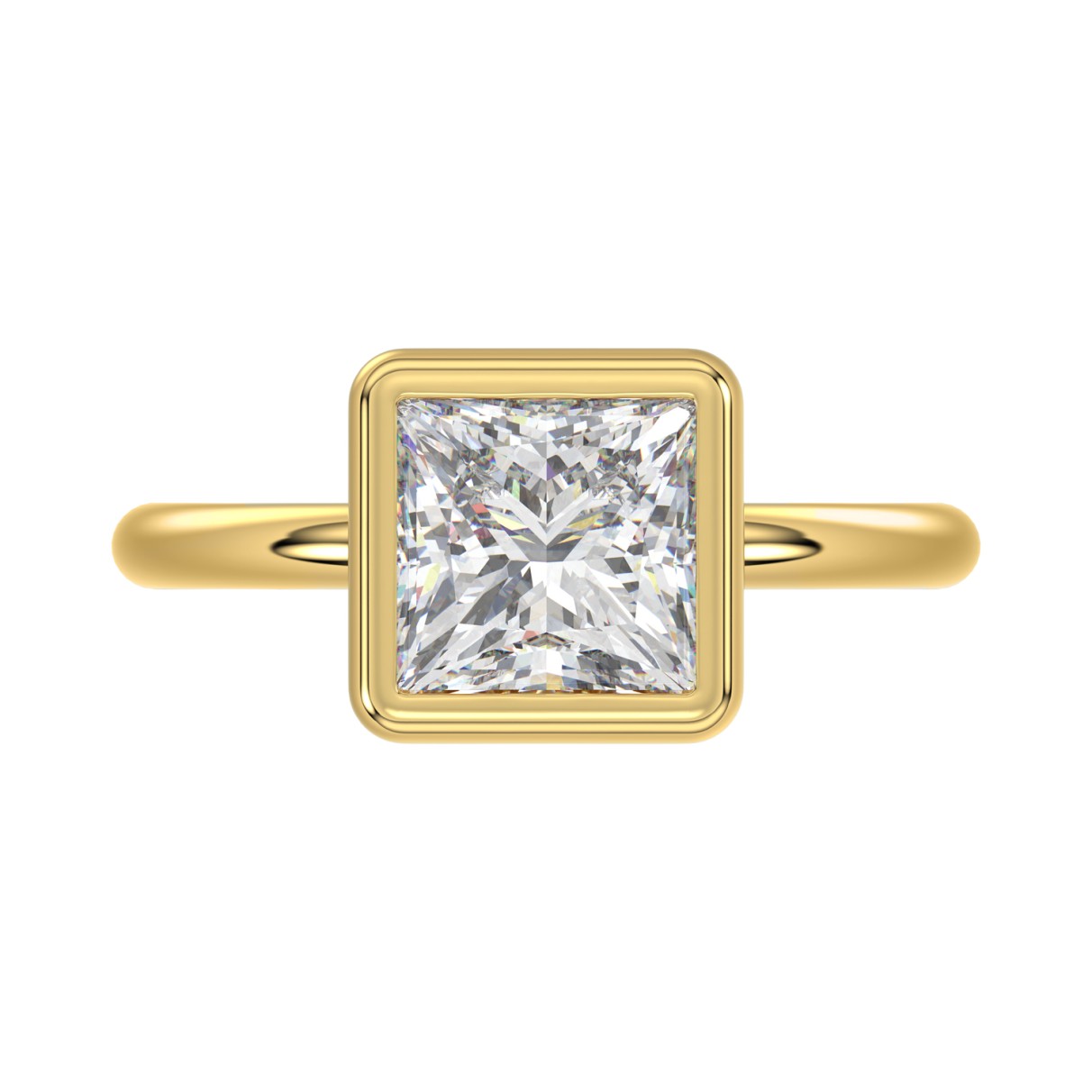 LADIES SOLITAIRE RING 3CT PRINCESS DIAMOND 14K YELLOW GOLD (CENTER STONE PRINCESS DIAMOND 3CT )