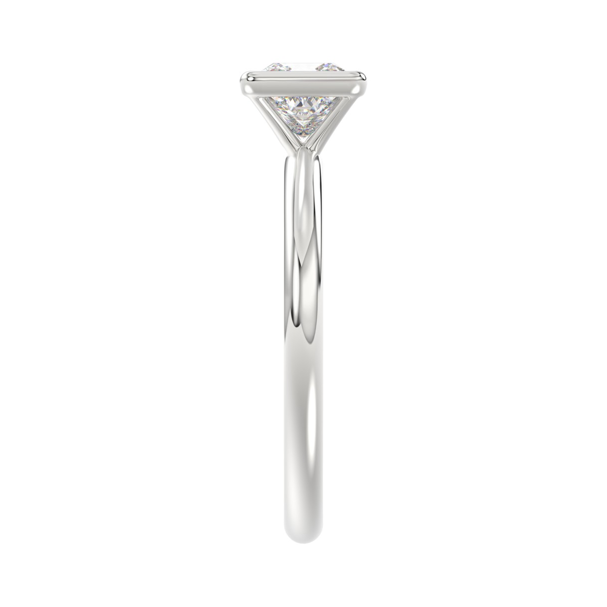 LADIES SOLITAIRE RING 1CT PRINCESS DIAMOND 14K WHITE GOLD (CENTER STONE PRINCESS DIAMOND 1CT )