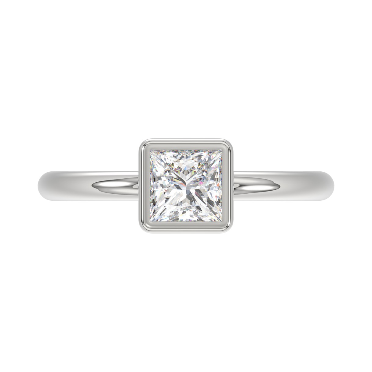 LADIES SOLITAIRE RING 1CT PRINCESS DIAMOND 14K WHITE GOLD (CENTER STONE PRINCESS DIAMOND 1CT )