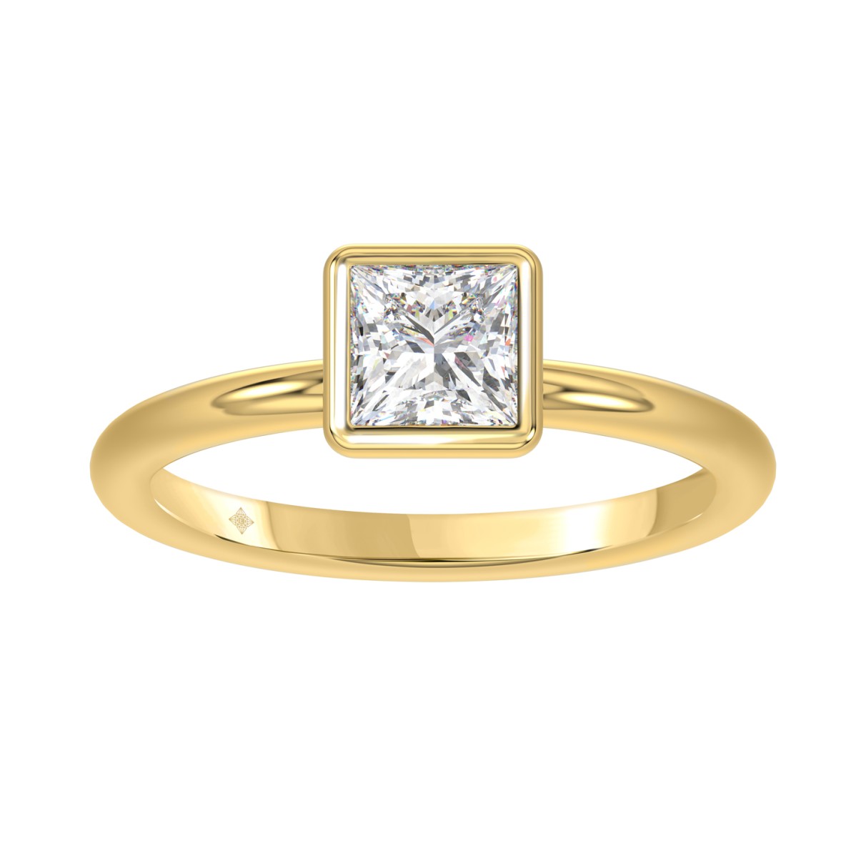 LADIES SOLITAIRE RING 1CT PRINCESS DIAMOND 14K YEL...