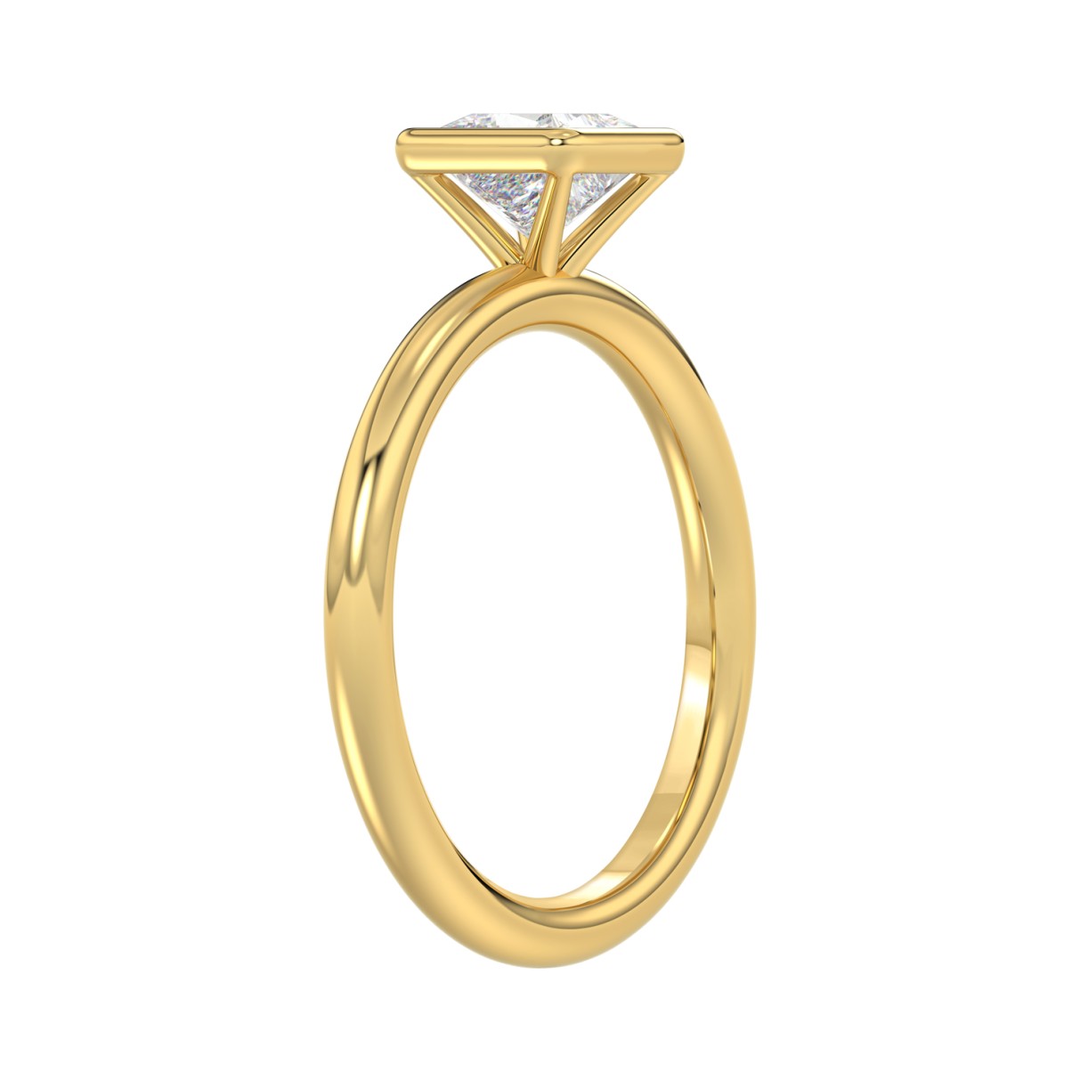 LADIES SOLITAIRE RING 1CT PRINCESS DIAMOND 14K YELLOW GOLD (CENTER STONE PRINCESS DIAMOND 1CT )