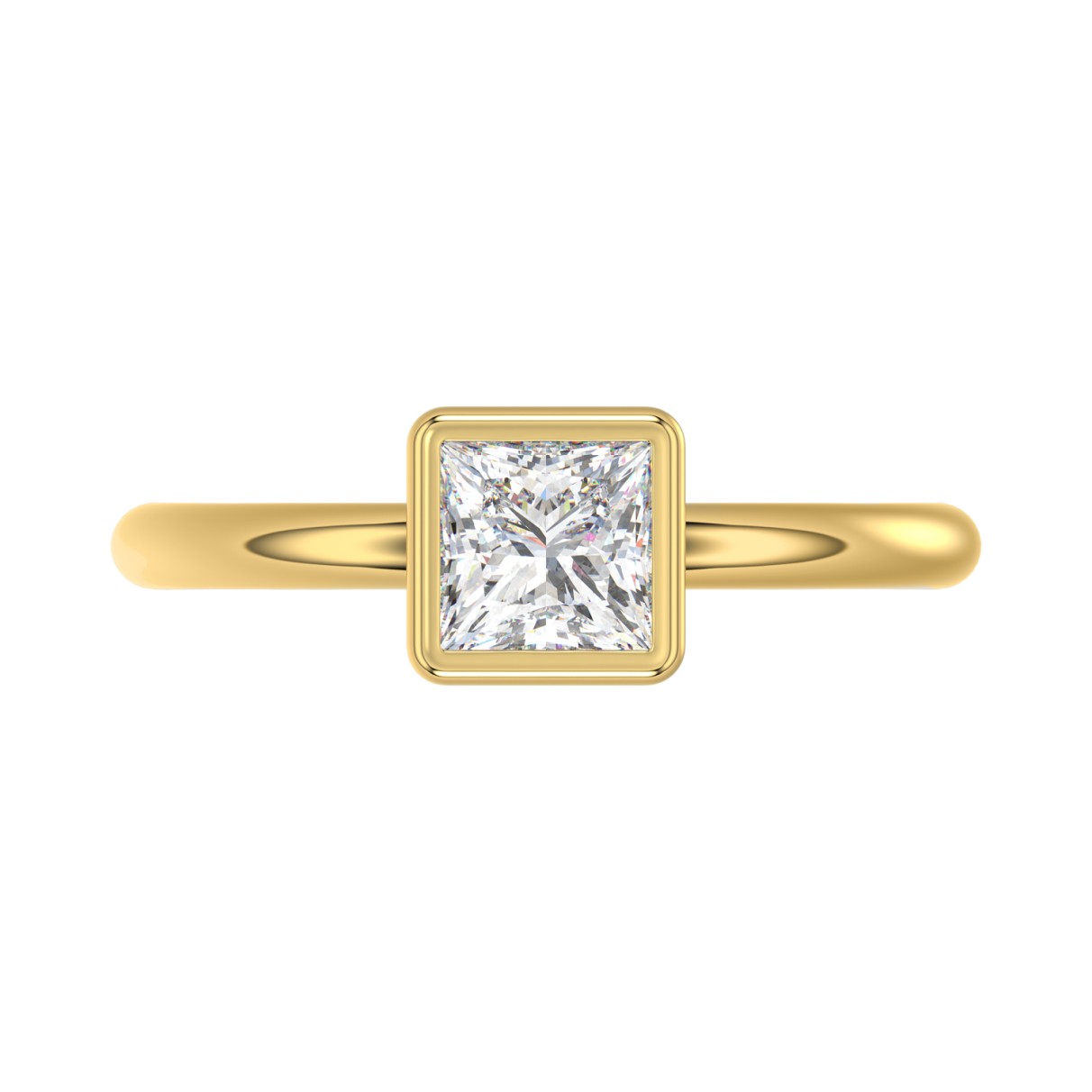 LADIES SOLITAIRE RING 1CT PRINCESS DIAMOND 14K YELLOW GOLD (CENTER STONE PRINCESS DIAMOND 1CT )