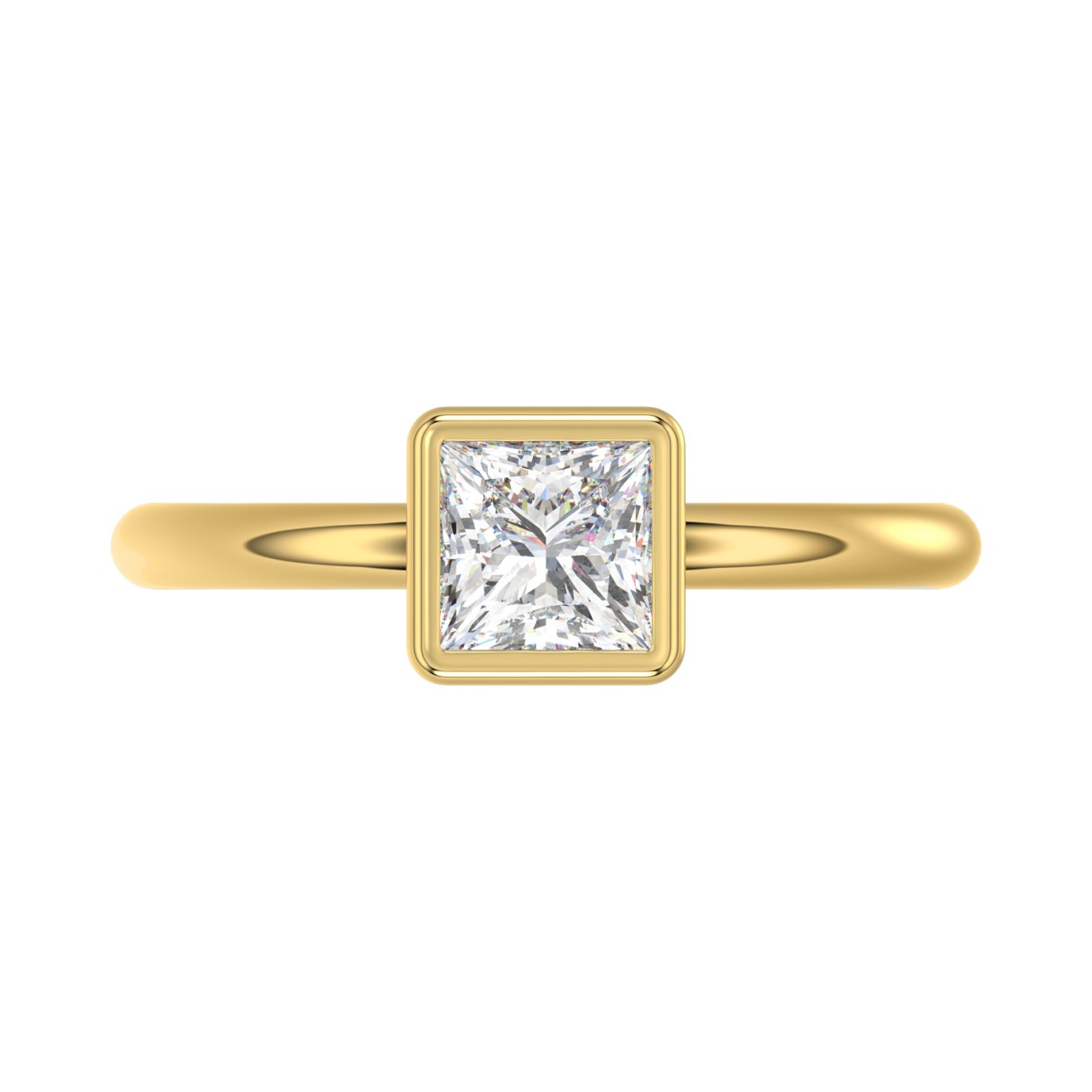 LADIES SOLITAIRE RING 1CT PRINCESS DIAMOND 14K YELLOW GOLD (CENTER STONE PRINCESS DIAMOND 1CT )