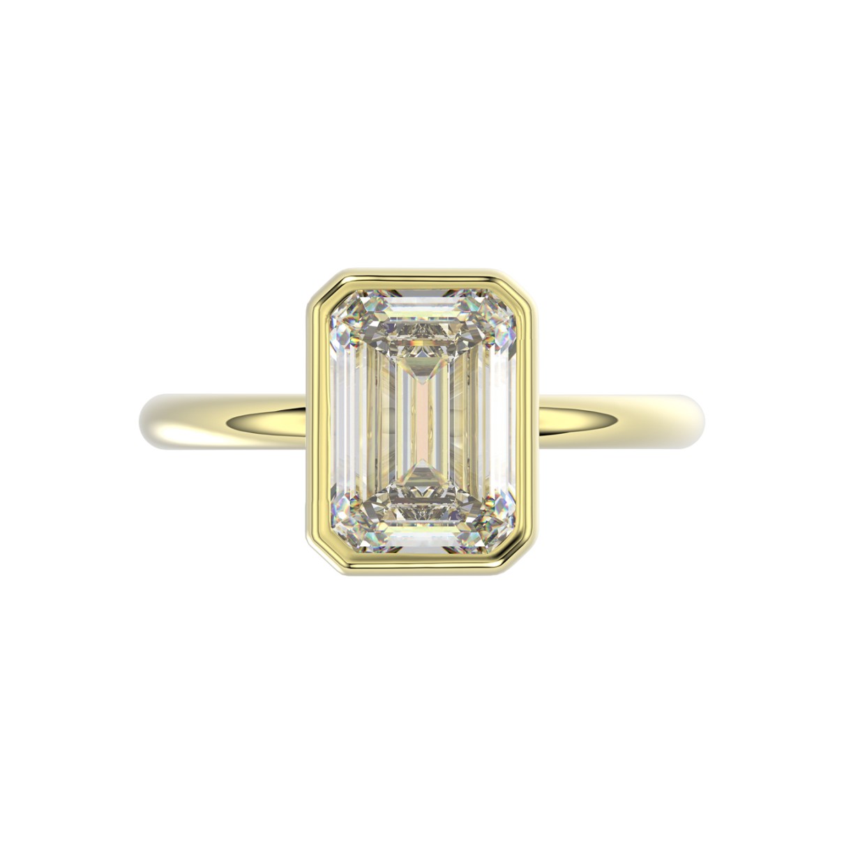 LADIES SOLITAIRE RING 3CT EMERALD DIAMOND 14K YELLOW GOLD (CENTER STONE EMERALD DIAMOND 3CT )