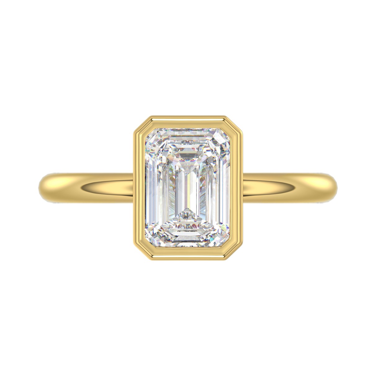 LADIES SOLITAIRE RING 3CT EMERALD DIAMOND 14K YELLOW GOLD (CENTER STONE EMERALD DIAMOND 3CT )