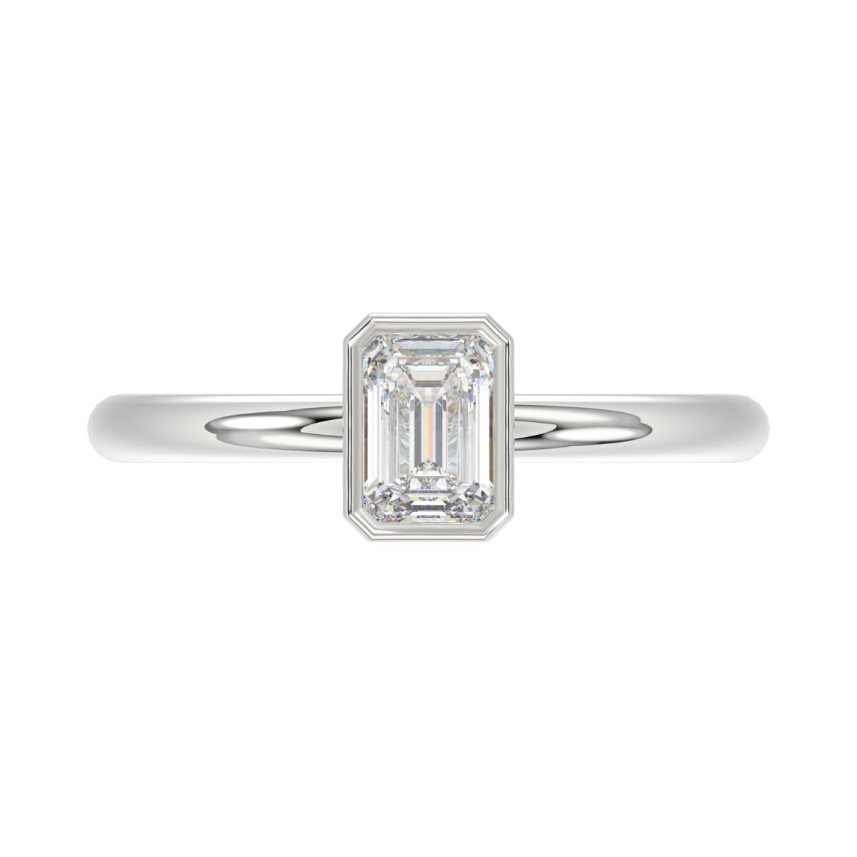 LADIES SOLITAIRE RING 1CT EMERALD DIAMOND 14K WHITE GOLD (CENTER STONE EMERALD DIAMOND 1CT )