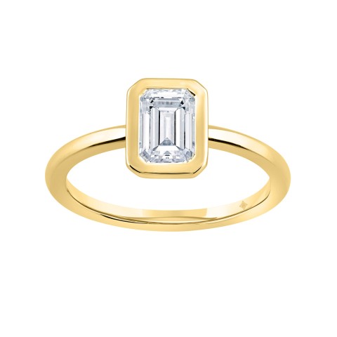 LADIES RING 1CT EMERALD DIAMOND 14K YELLOW GOLD (CENTER STONE EMERALD DIAMOND 1CT )