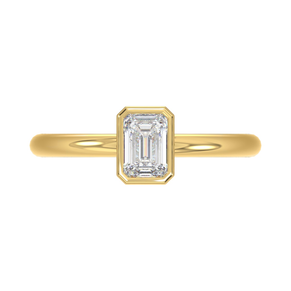 LADIES SOLITAIRE RING 1CT EMERALD DIAMOND 14K YELLOW GOLD (CENTER STONE EMERALD DIAMOND 1CT )