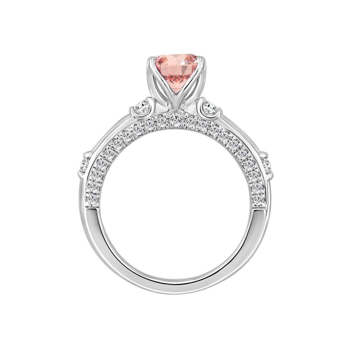 ETERNAL BLUSH COLLECTION LADIES RING 2CT ROUND DIAMOND 14K WHITE GOLD (CENTER STONE PINK ROUND DIAMOND 1 1/2CT)