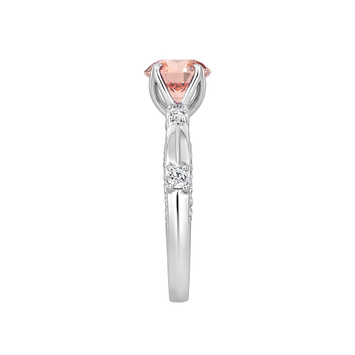 ETERNAL BLUSH COLLECTION LADIES RING 2CT ROUND DIAMOND 14K WHITE GOLD (CENTER STONE PINK ROUND DIAMOND 1 1/2CT)