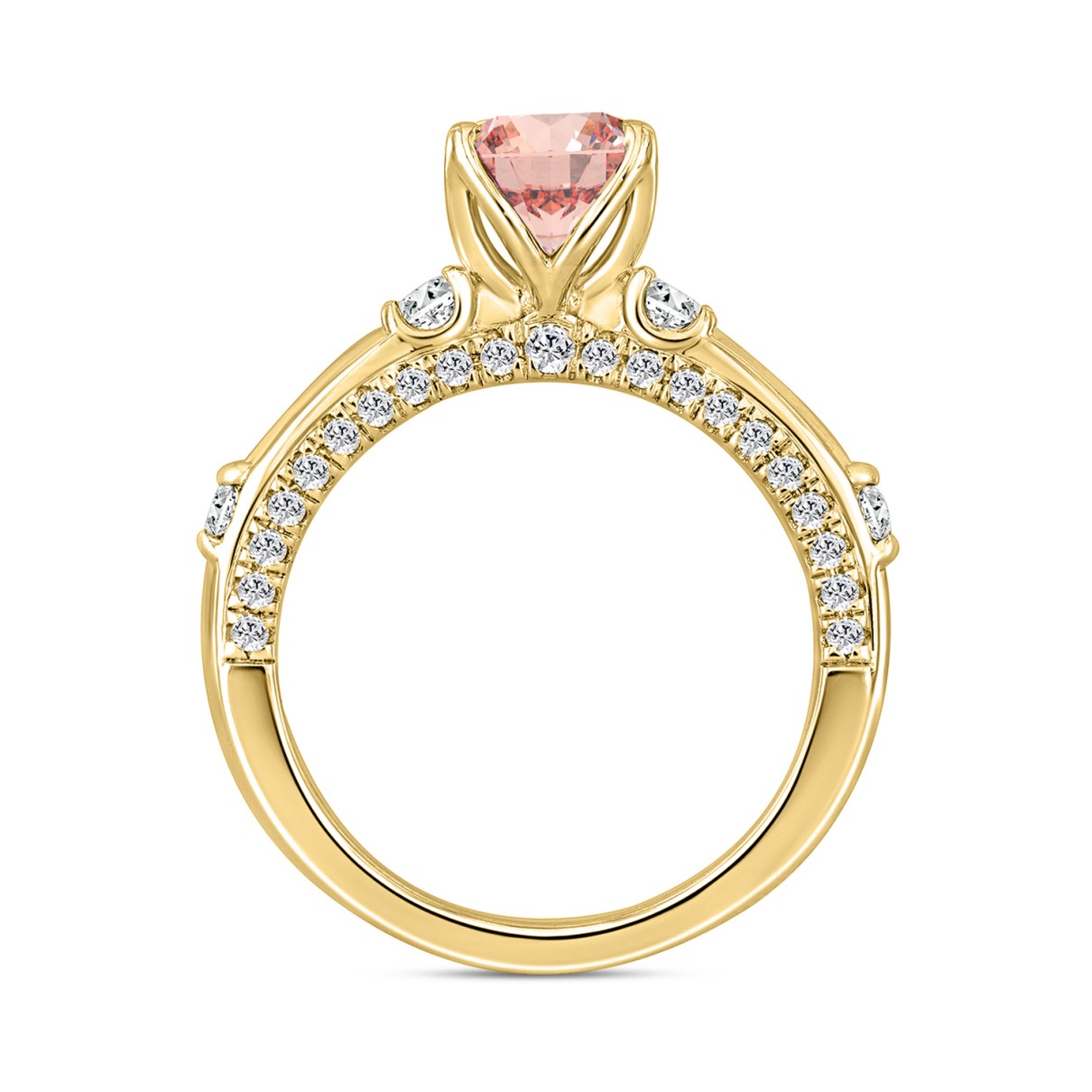 LADIES RING 2CT ROUND DIAMOND 14K YELLOW GOLD (CENTER STONE ROUND DIAMOND 1 1/2CT )