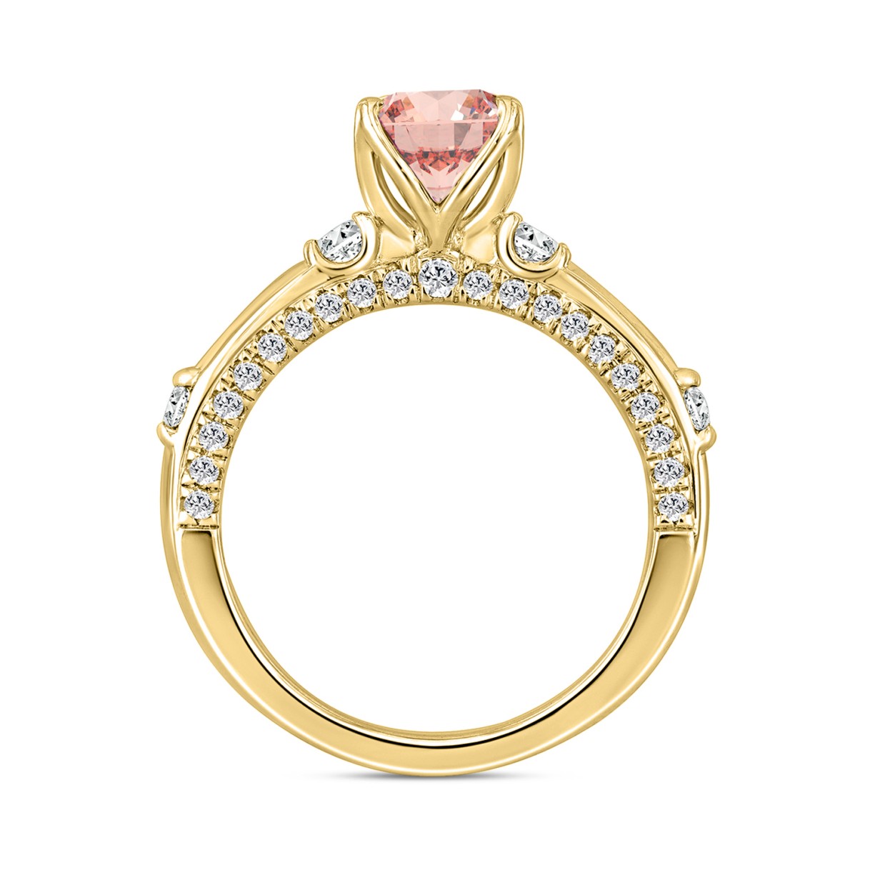 ETERNAL BLUSH COLLECTION LADIES RING 2CT ROUND DIAMOND 14K YELLOW GOLD (CENTER STONE PINK ROUND DIAMOND 1 1/2CT)