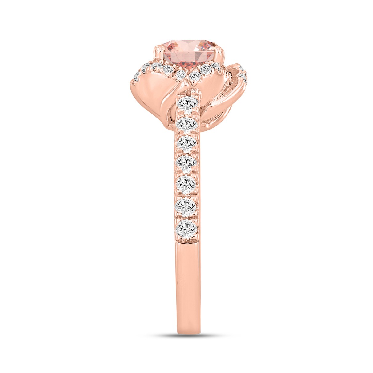 LADIES RING 2CT ROUND DIAMOND 14K ROSE GOLD (CENTER STONE ROUND DIAMOND 1 1/2CT )