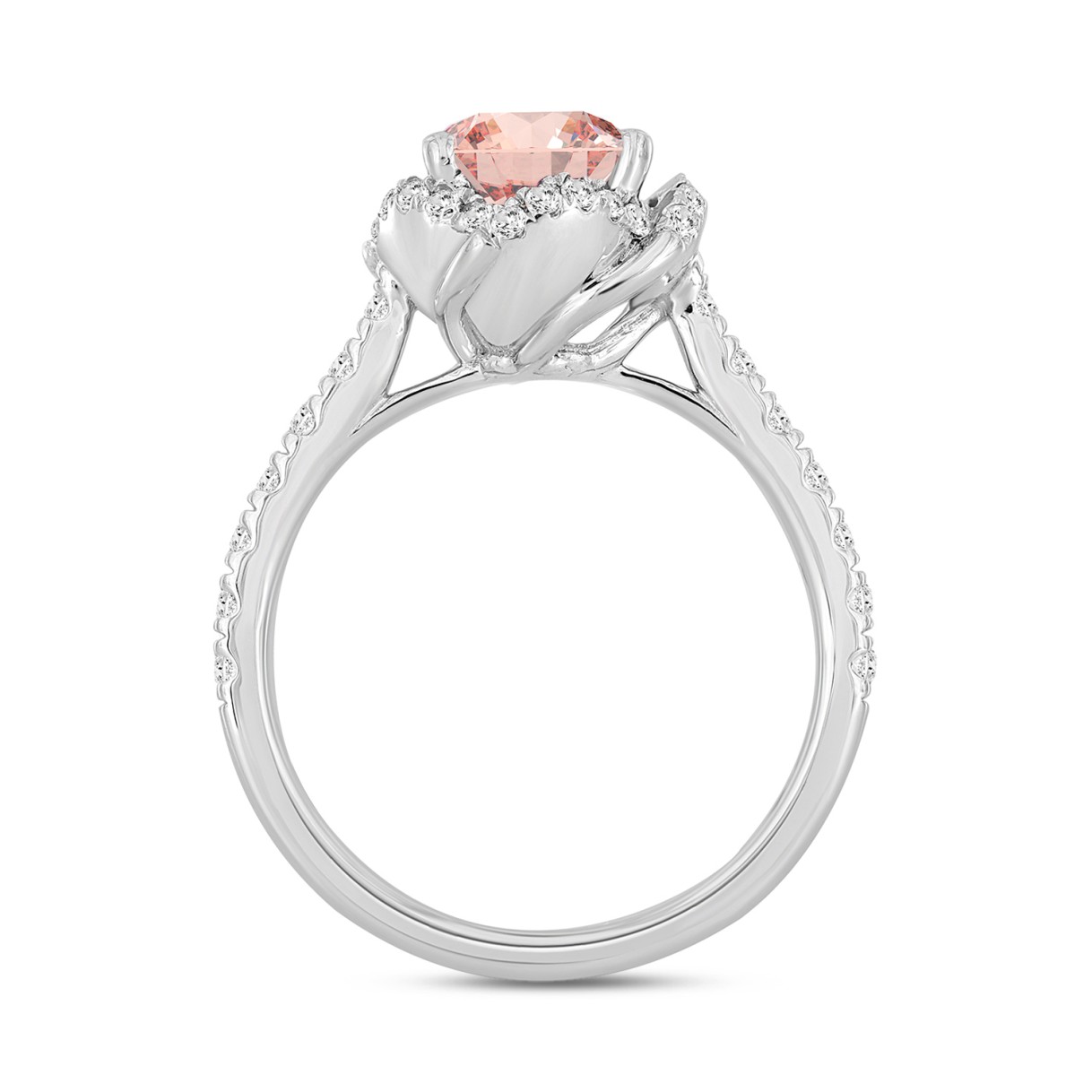 ETERNAL BLUSH COLLECTION LADIES RING 2CT ROUND DIAMOND 14K WHITE GOLD (CENTER STONE PINK ROUND DIAMOND 1 1/2CT)