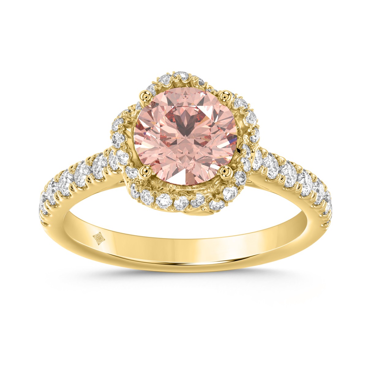 LADIES RING 2CT ROUND DIAMOND 14K YELLOW GOLD (CEN...