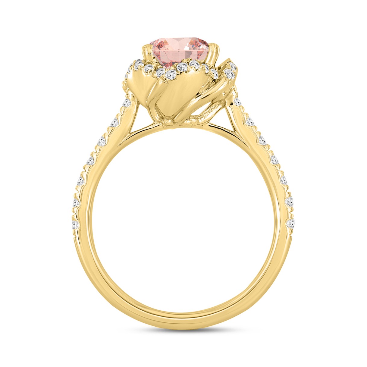 ETERNAL BLUSH COLLECTION LADIES RING 2CT ROUND DIAMOND 14K YELLOW GOLD (CENTER STONE PINK ROUND DIAMOND 1 1/2CT)