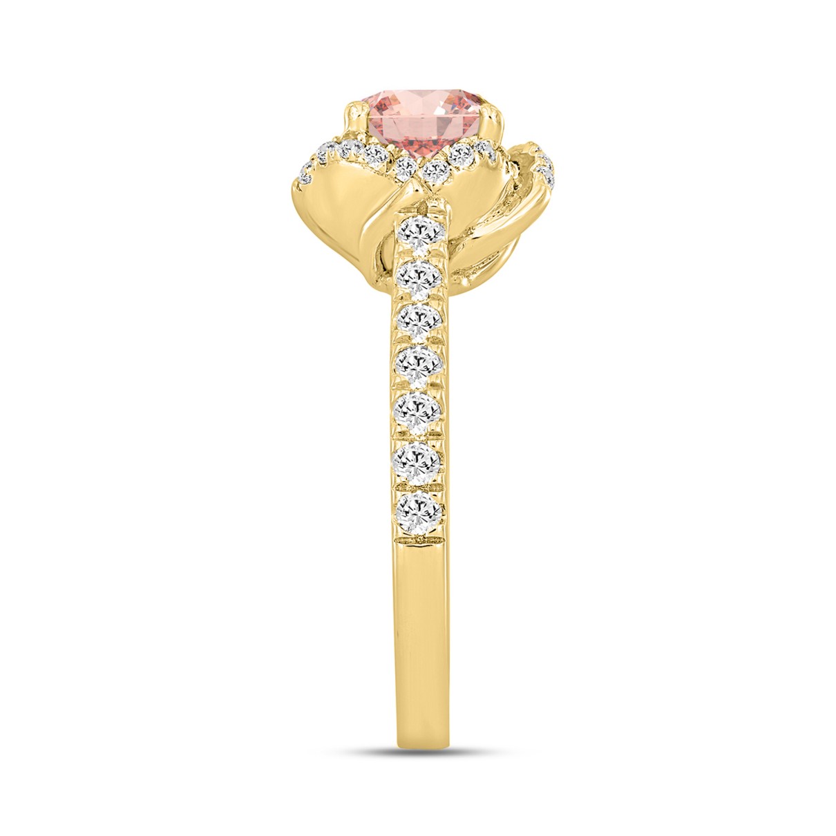 LADIES RING 2CT ROUND DIAMOND 14K YELLOW GOLD (CENTER STONE ROUND DIAMOND 1 1/2CT )