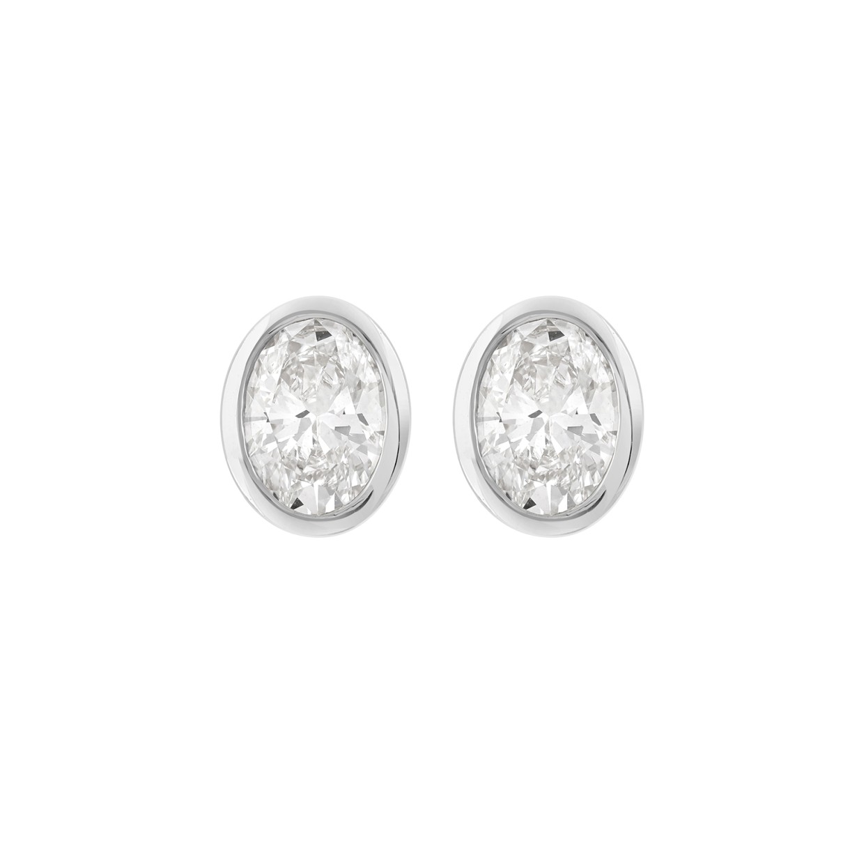 LADIES SOLITAIRE EARRINGS 1CT OVAL DIAMOND 14K WHI...