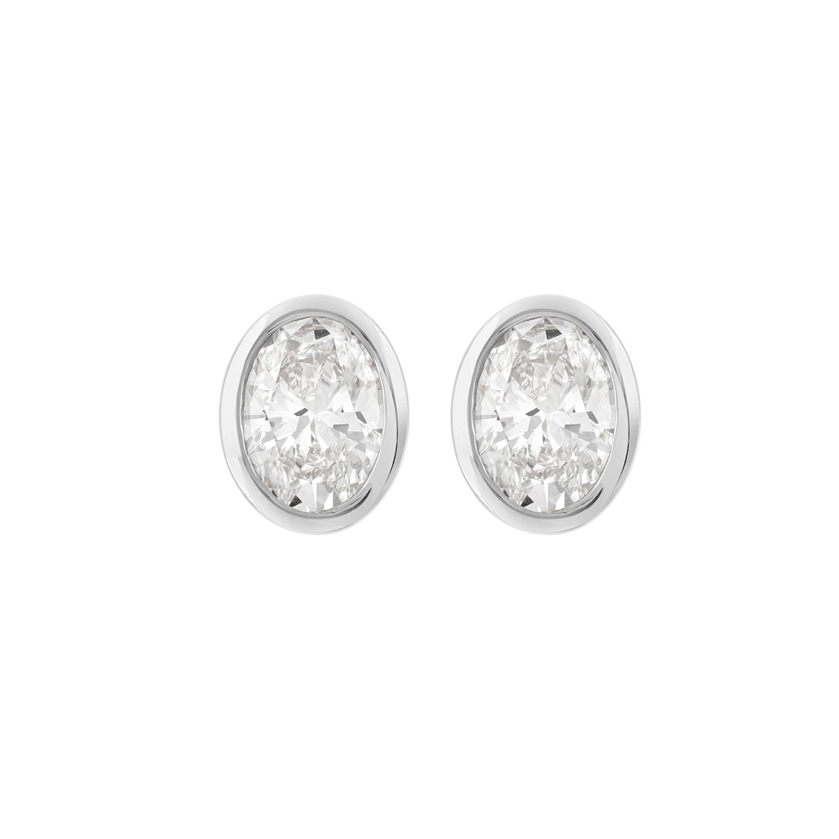 LADIES SOLITAIRE EARRING 1CT OVAL DIAMOND 14K WHIT...