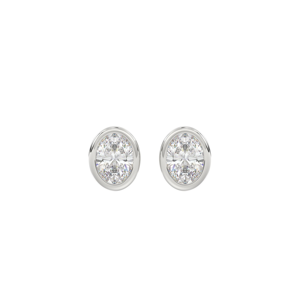 LADIES SOLITAIRE EARRINGS 1CT OVAL DIAMOND 14K WHI...